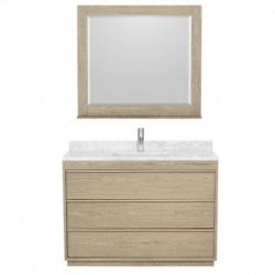 48 inch Single Bathroom Vanity in Ash Gray, White Carrera Marble Countertop, Undermount Square Sink, and 36 inch Mirror
