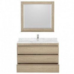 48 inch Single Bathroom Vanity in Ash Gray, White Carrera Marble Countertop, Undermount Square Sink, and 36 inch Mirror