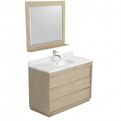 48 inch Single Bathroom Vanity in Ash Gray, White Carrera Marble Countertop, Undermount Square Sink, and 36 inch Mirror