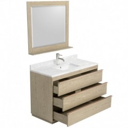 48 inch Single Bathroom Vanity in Ash Gray, White Carrera Marble Countertop, Undermount Square Sink, and 36 inch Mirror