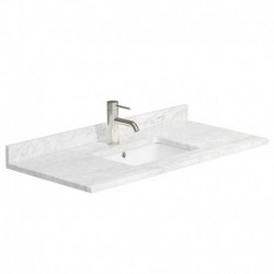 48 inch Single Bathroom Vanity in Ash Gray, White Carrera Marble Countertop, Undermount Square Sink, and 36 inch Mirror