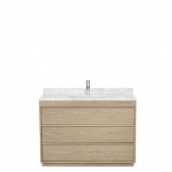 48 inch Single Bathroom Vanity in Ash Gray, White Carrera Marble Countertop, Undermount Square Sink, and No Mirror
