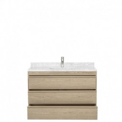 48 inch Single Bathroom Vanity in Ash Gray, White Carrera Marble Countertop, Undermount Square Sink, and No Mirror