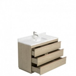 48 inch Single Bathroom Vanity in Ash Gray, White Carrera Marble Countertop, Undermount Square Sink, and No Mirror