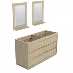 60 inch Double Bathroom Vanity in Ash Gray, No Countertop, No Sinks, and 24 inch Mirrors