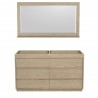 60 inch Double Bathroom Vanity in Ash Gray, No Countertop, No Sinks, and 58 inch Mirror
