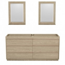 72 inch Double Bathroom Vanity in Ash Gray, No Countertop, No Sinks, and 24 inch Mirrors