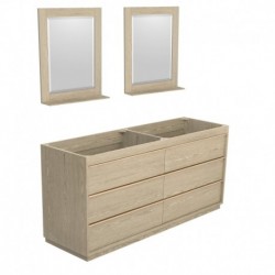72 inch Double Bathroom Vanity in Ash Gray, No Countertop, No Sinks, and 24 inch Mirrors