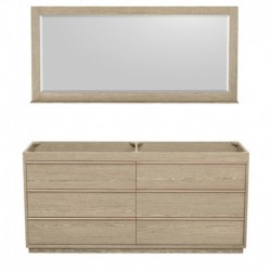 72 inch Double Bathroom Vanity in Ash Gray, No Countertop, No Sinks, and 70 inch Mirror