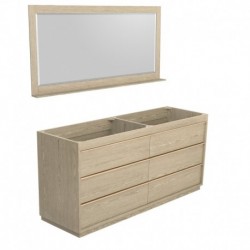 72 inch Double Bathroom Vanity in Ash Gray, No Countertop, No Sinks, and 70 inch Mirror