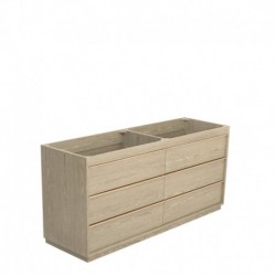 72 inch Double Bathroom Vanity in Ash Gray, No Countertop, No Sinks, and No Mirror