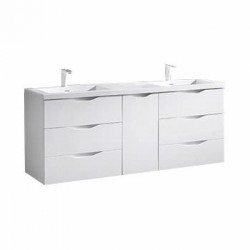 Madeli Bolano 60" Wall Hung Vanity For Quartzstone Top and Ceramic Sinks  (Bolano-60)