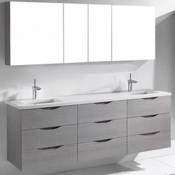 Madeli Bolano 72" Wall Hung Vanity For Quartzstone Top and Ceramic Sinks  (Bolano-72)