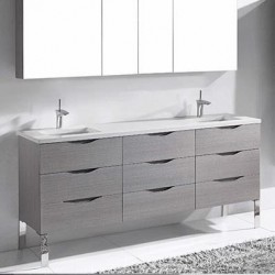 Madeli Milano 72" Vanity For Quartzstone Top and Ceramic Sinks  (Milano-72)